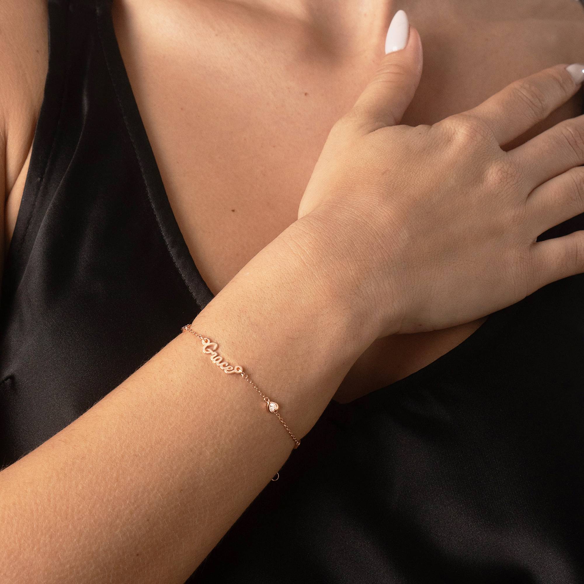 Charli Heart Chain Name Bracelet i 18k rosegull forgylt-5 produktbilde
