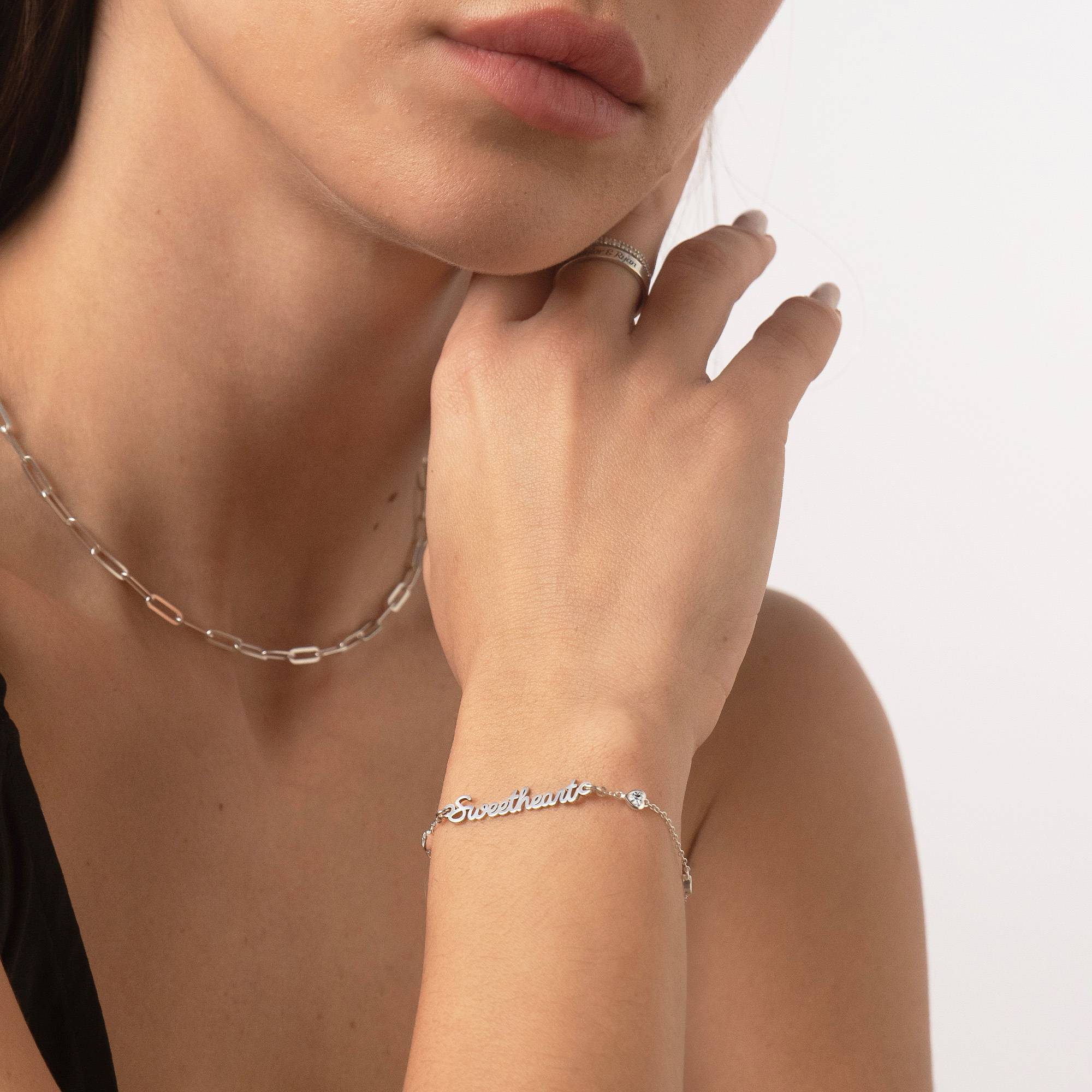 Charli Heart Chain Name Bracelet i sølv-4 produktbilde