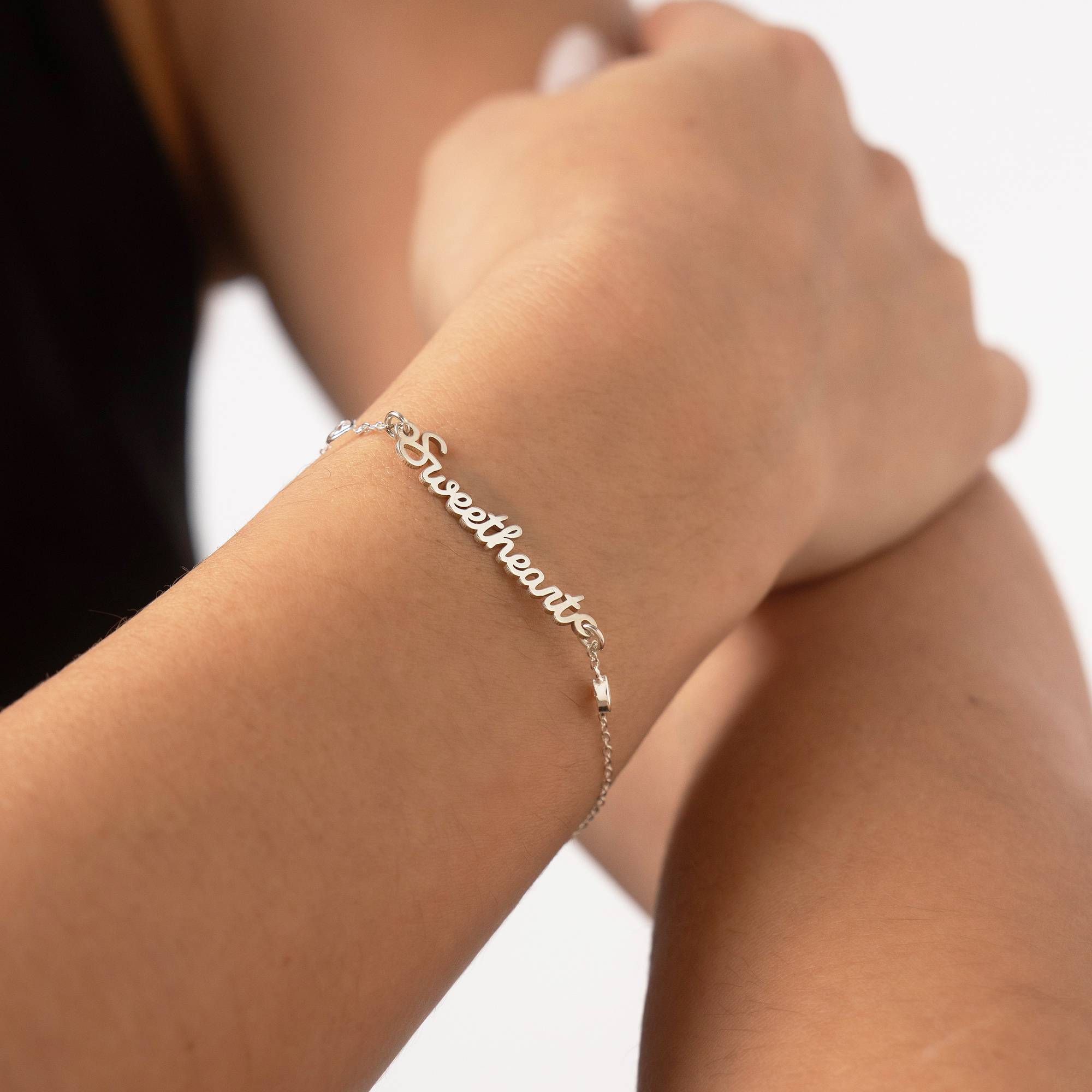 Charli Heart Chain Name Bracelet in Sterling Silver-2 product photo