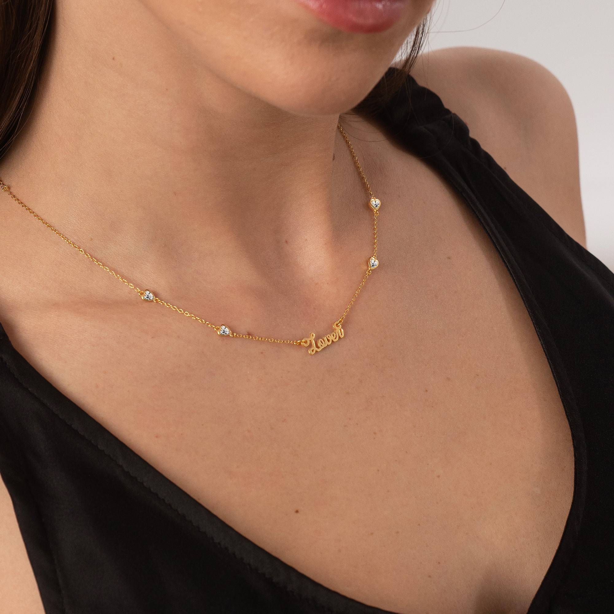 Collar con nombre cadena de corazón Charli en chapa de oro de 18K-7 foto de producto