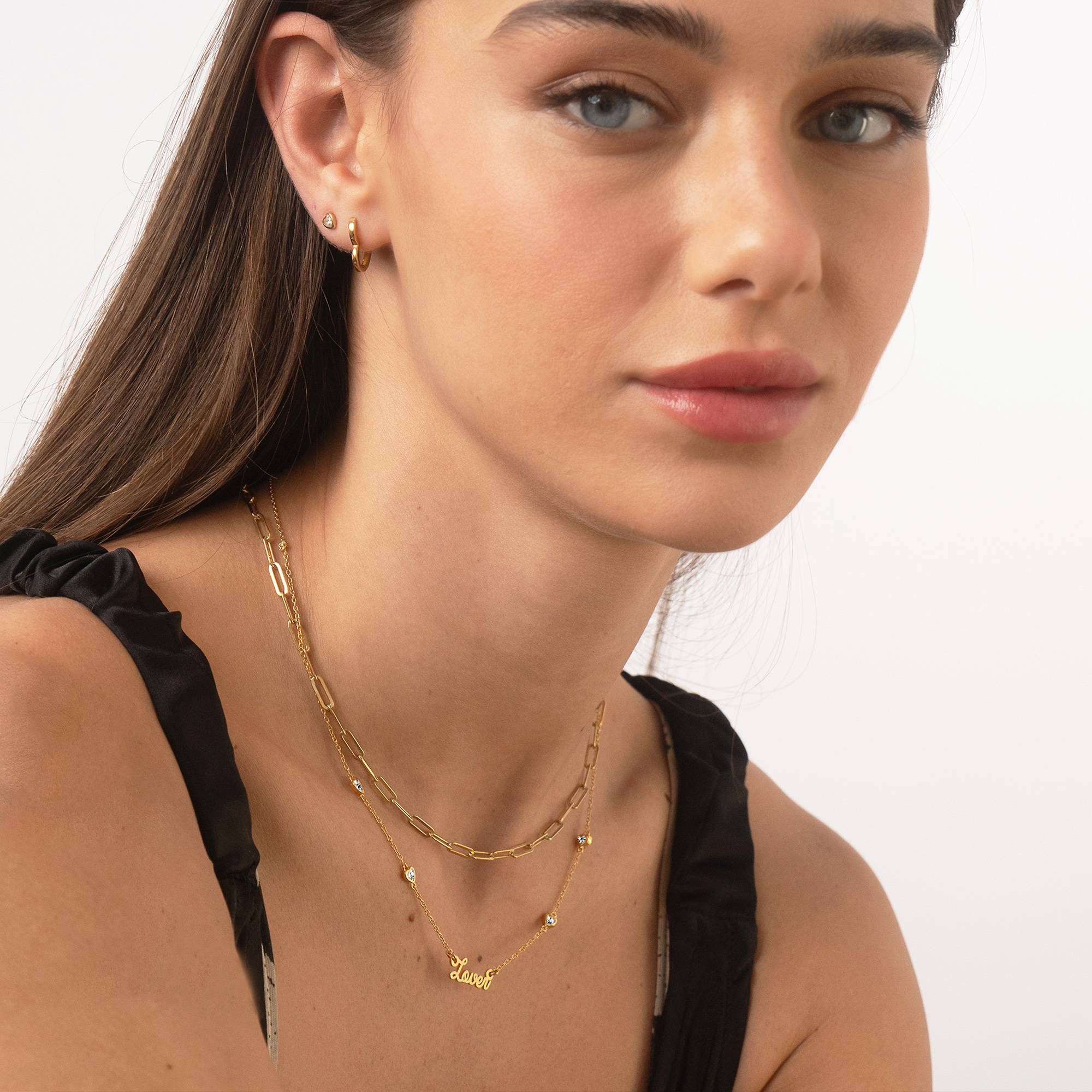 Charli Heart Chain Name halskæde i 18K guldbelægning-7 produkt billede