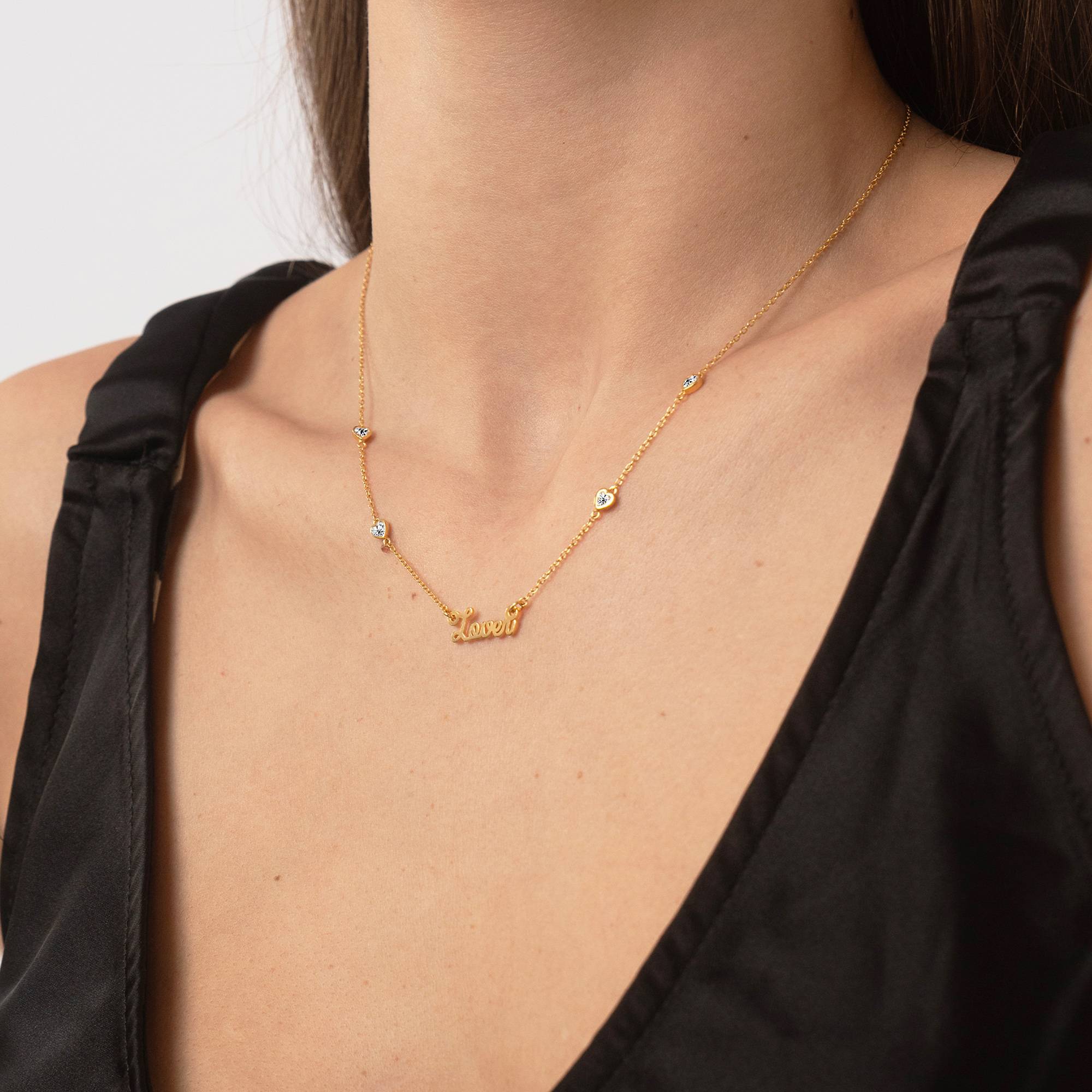 Charli Heart Chain Name Necklace i 18k gullforgyldt-3 produktbilde