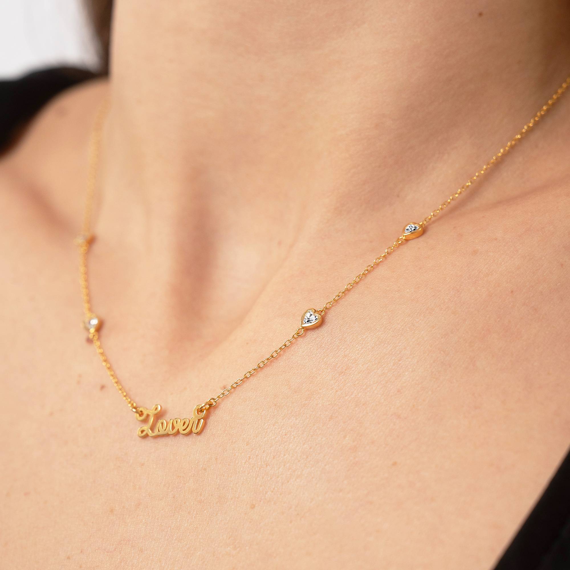 Charli Heart Chain Name Necklace i Gull Vermeil-7 produktbilde