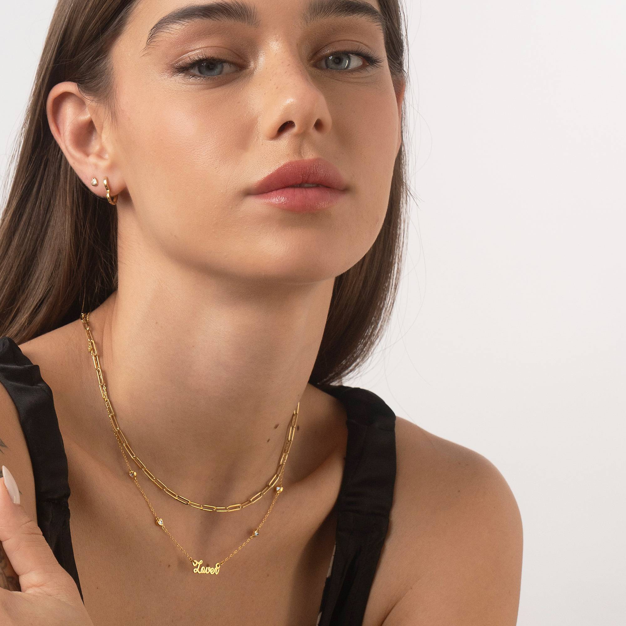 Collar con nombre cadena de corazón Charli en oro vermeil de 18K-6 foto de producto