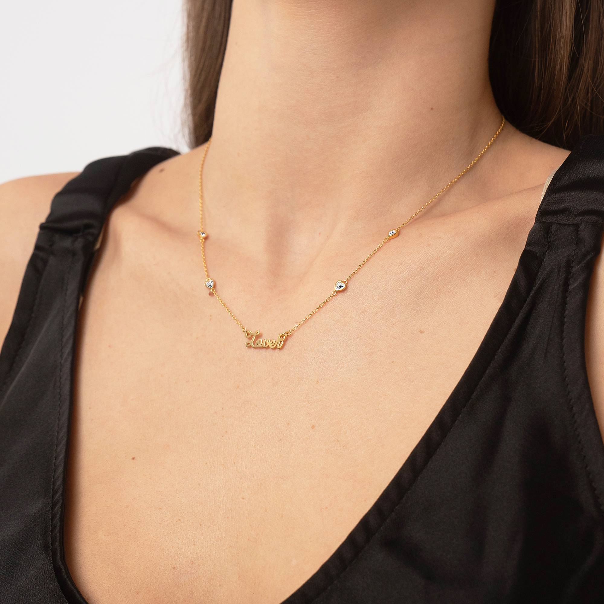 Charli Heart Chain Name Necklace i Gull Vermeil-2 produktbilde