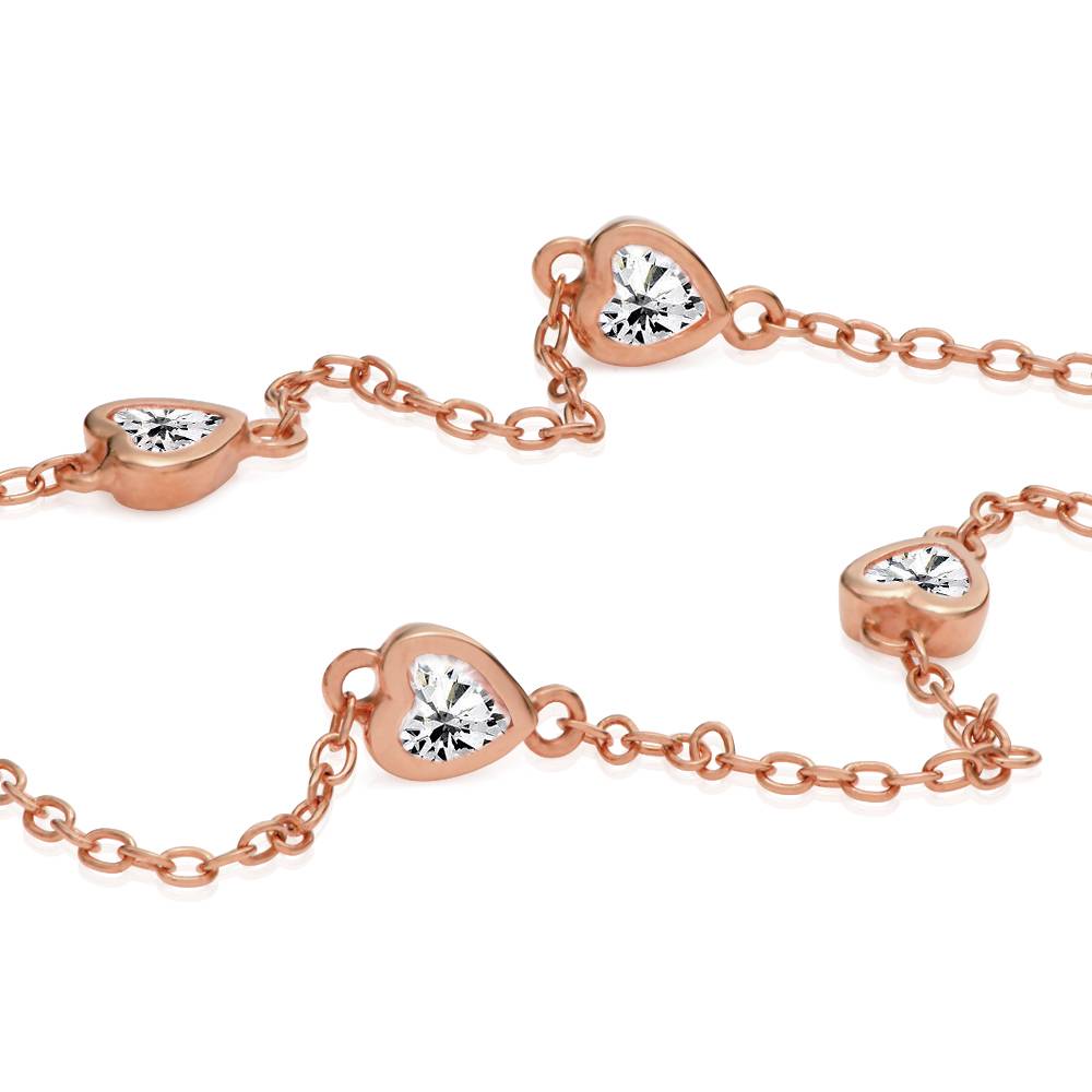 Collar con nombre cadena de corazón Charli en chapa de oro rosa de 18K-6 foto de producto