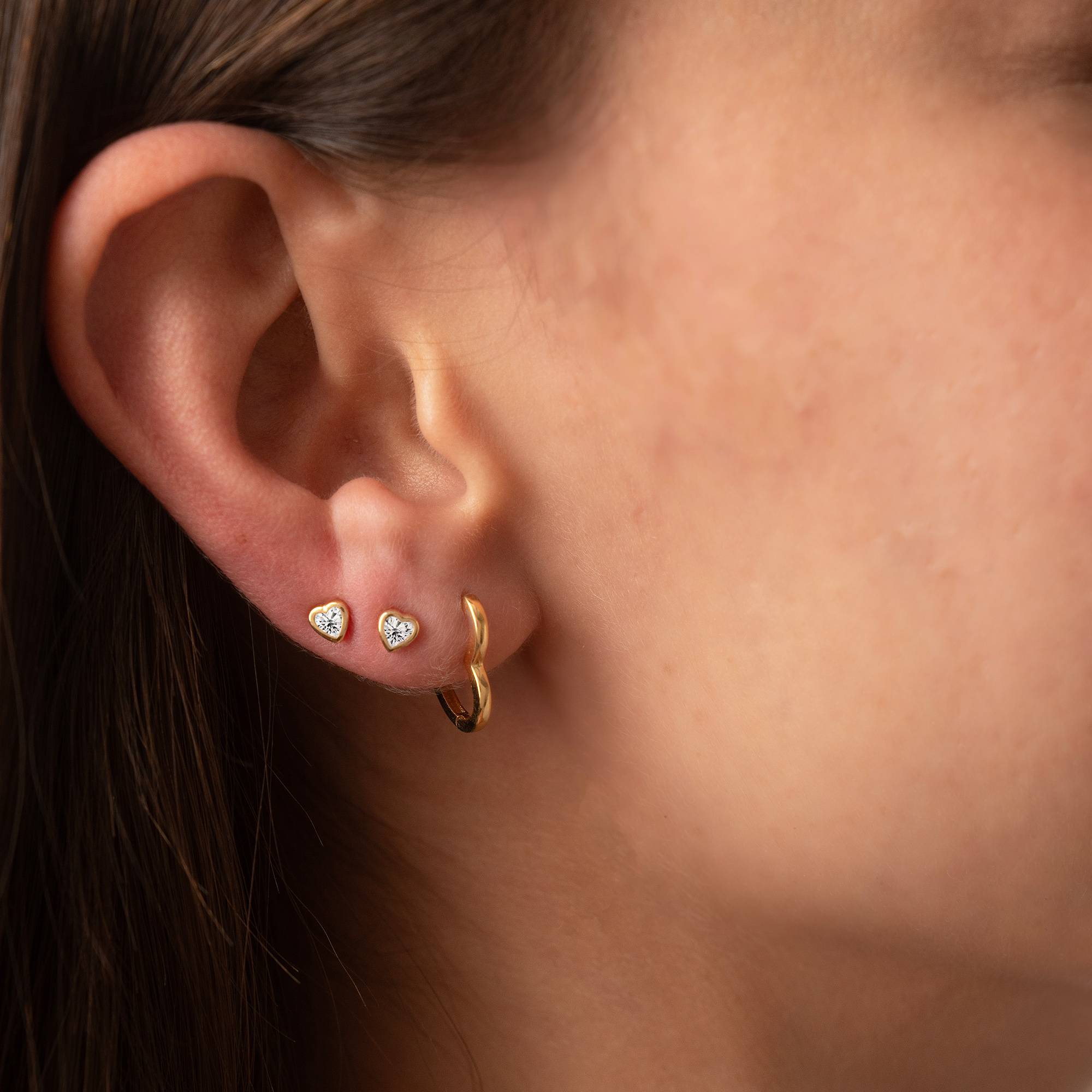 Cloues d’oreilles cœur Charli en Plaqué Or 18 carats-2 photo du produit