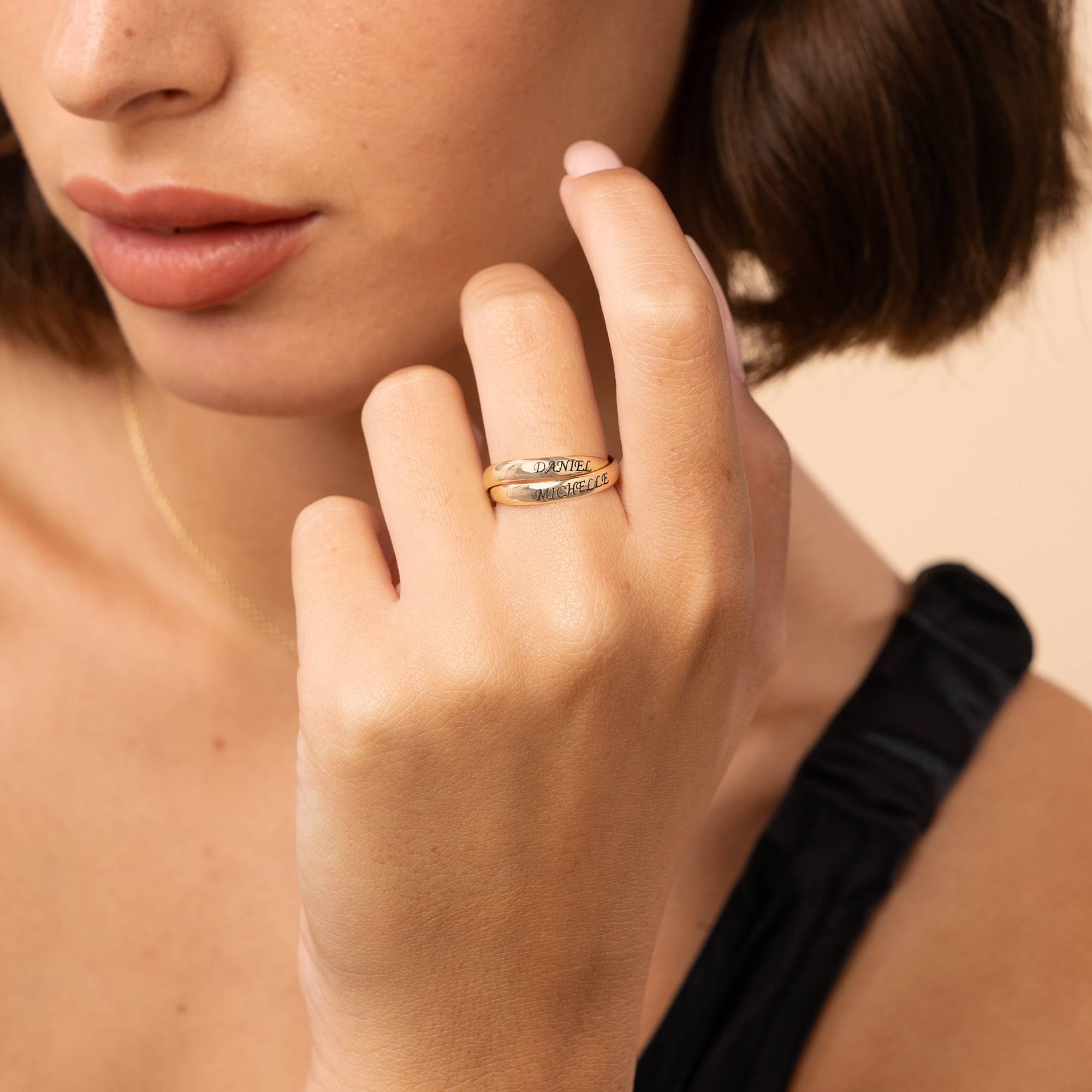 Anillo Ruso "Charlize" con 2 anillos en oro 10K-3 foto de producto