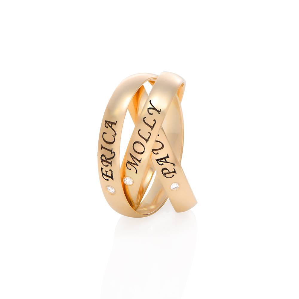 Anillo Ruso "Charlize" con 3 anillos con diamantes en oro 10K-1 foto de producto