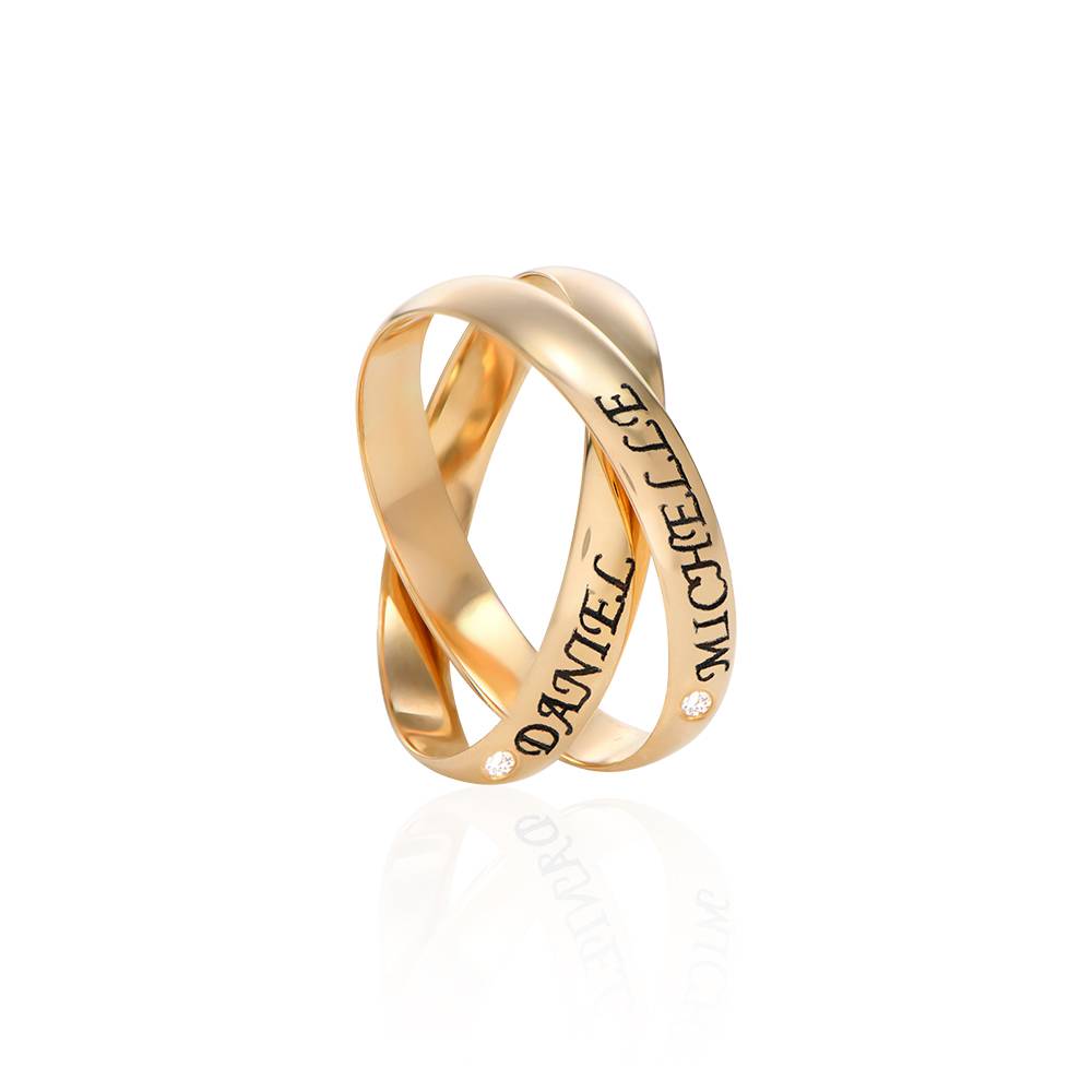Anillo Ruso "Charlize" con 2 anillos con diamantes en oro 10K-1 foto de producto