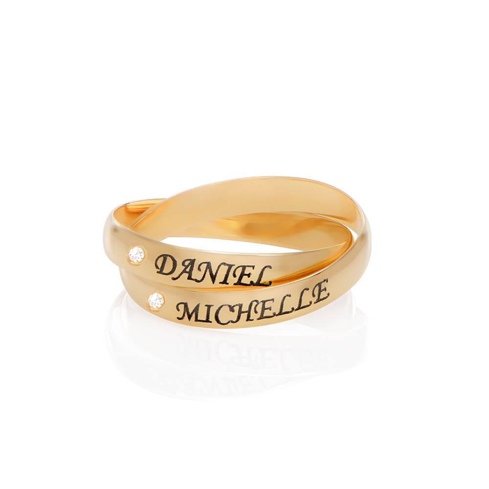 Anillo Ruso Charlize con 2 anillos con diamantes en oro 10K foto de producto