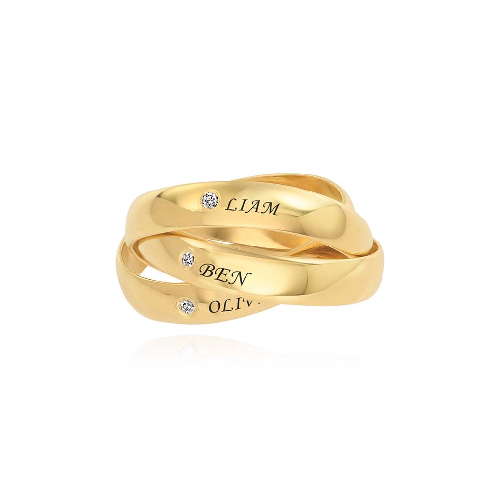 Anillo Ruso Charlize con 3 anillos con diamantes en chapado en oro foto de producto