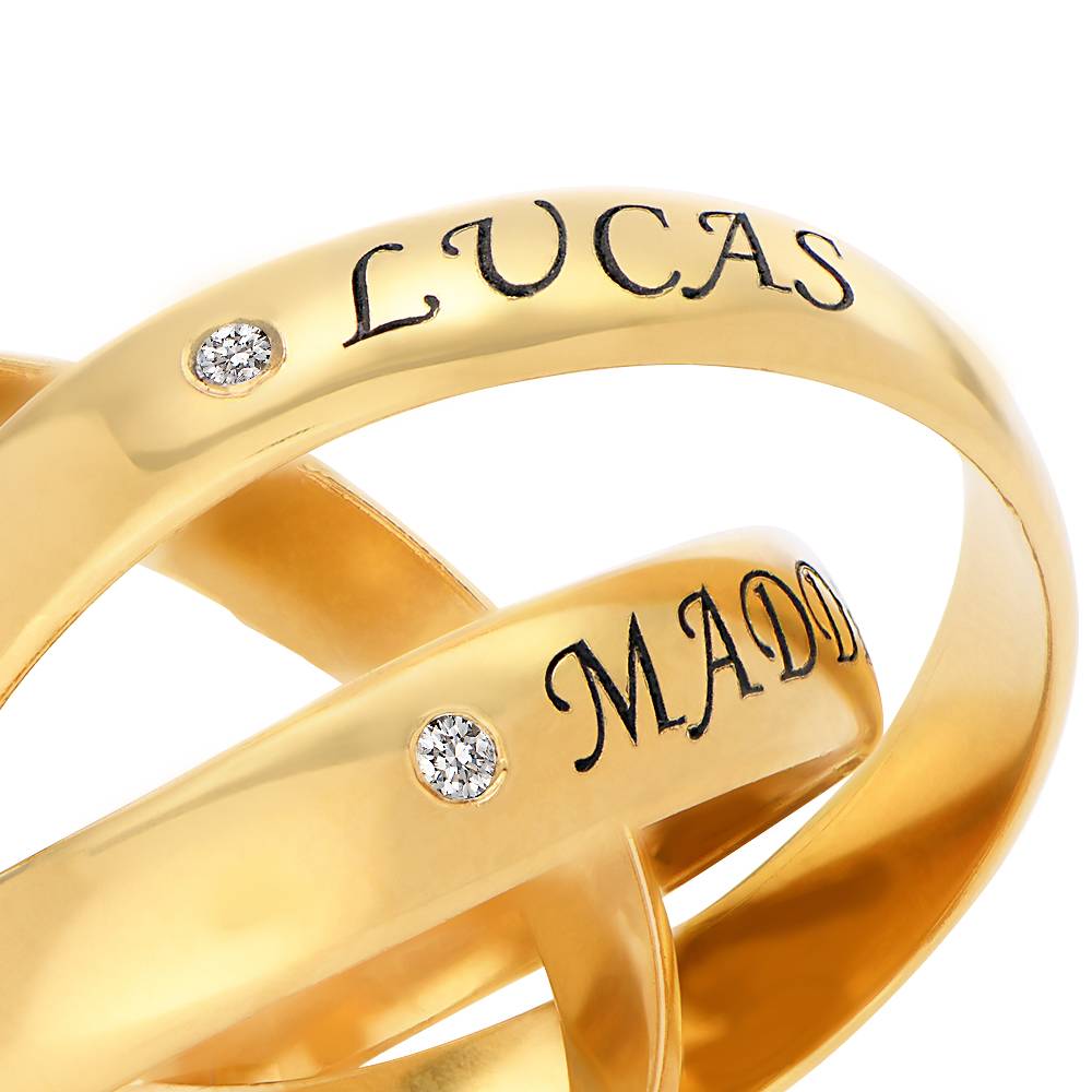 Anillo Ruso "Charlize" con 3 anillos con diamantes en chapado en oro-4 foto de producto