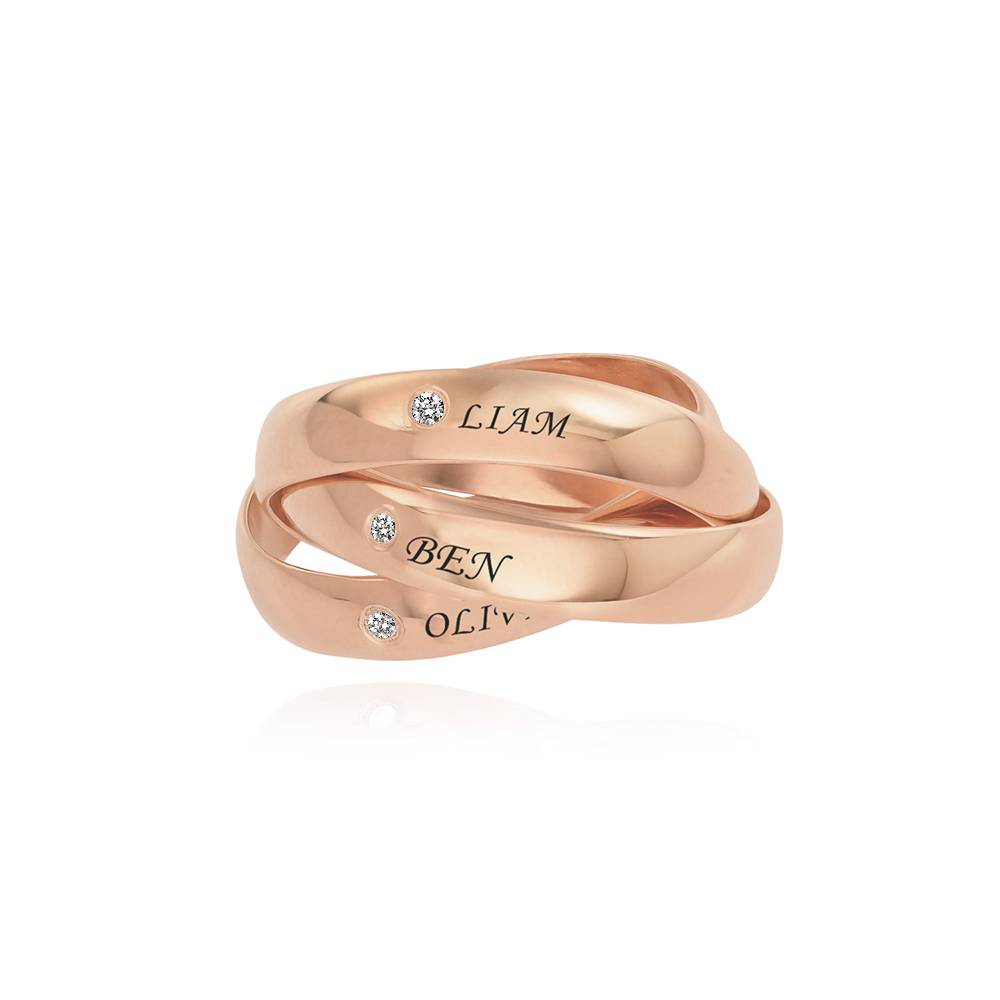 Anillo Ruso Charlize con 3 anillos con diamantes en chapa de oro rosa foto de producto