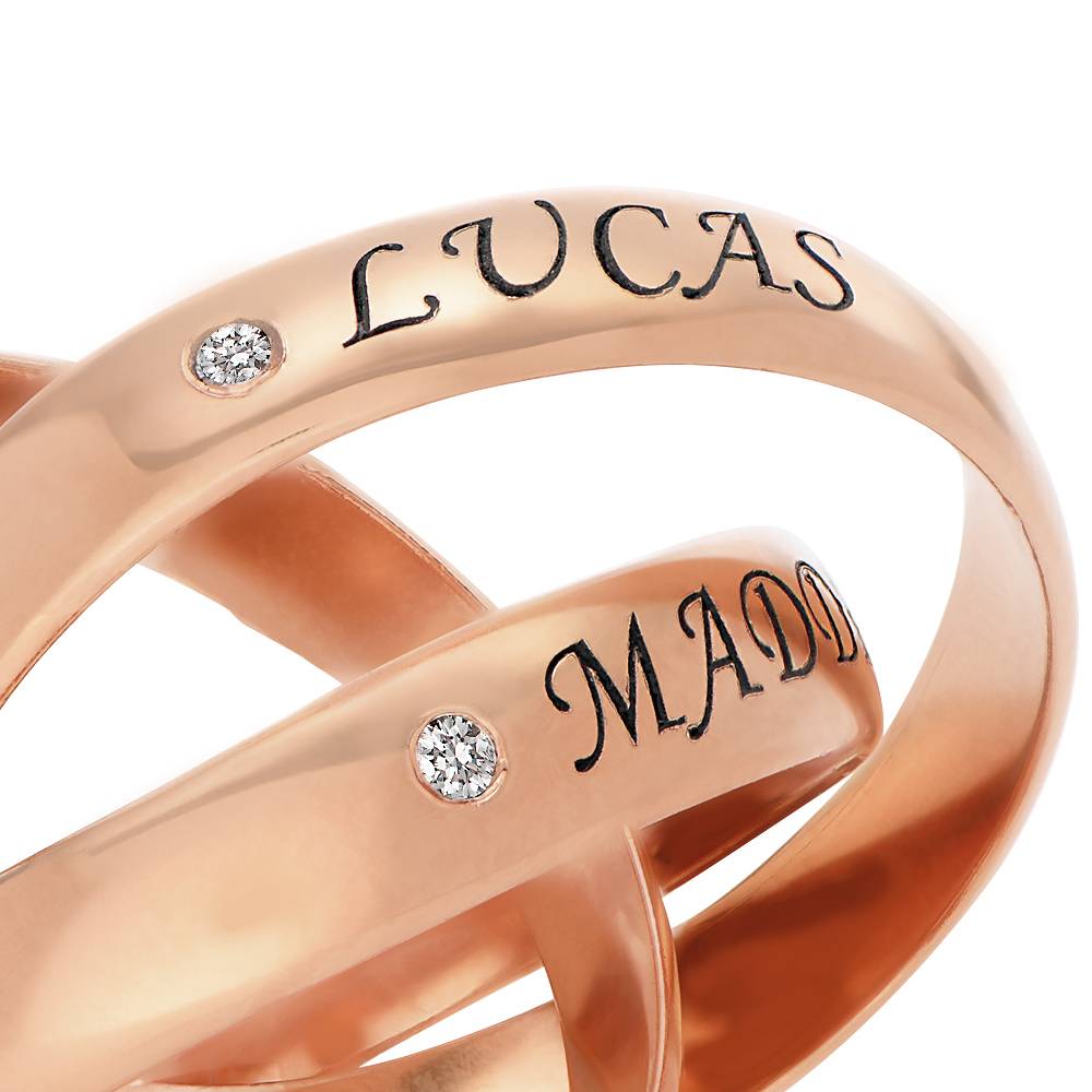 Anillo Ruso "Charlize" con 3 anillos con diamantes en chapa de oro rosa-4 foto de producto