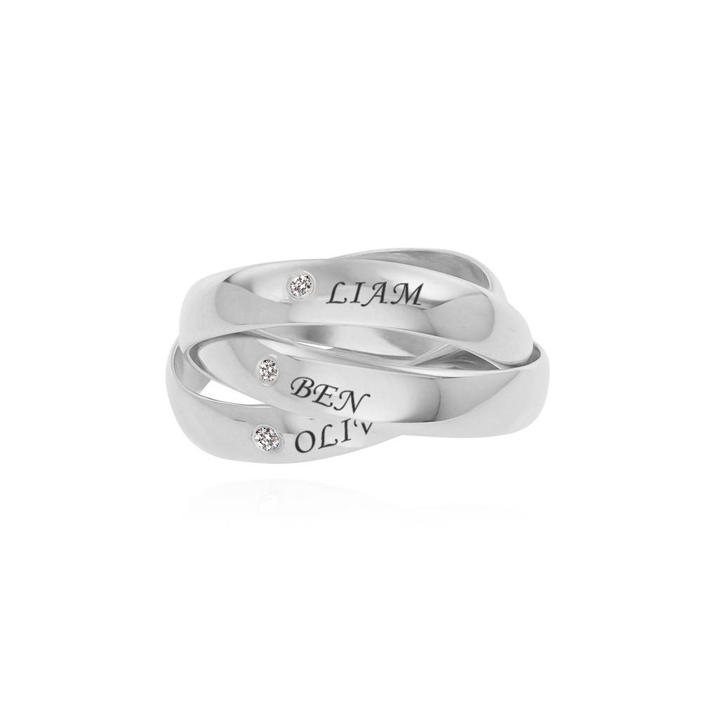 Anillo Ruso Charlize con 3 anillos con diamantes en plata de ley foto de producto