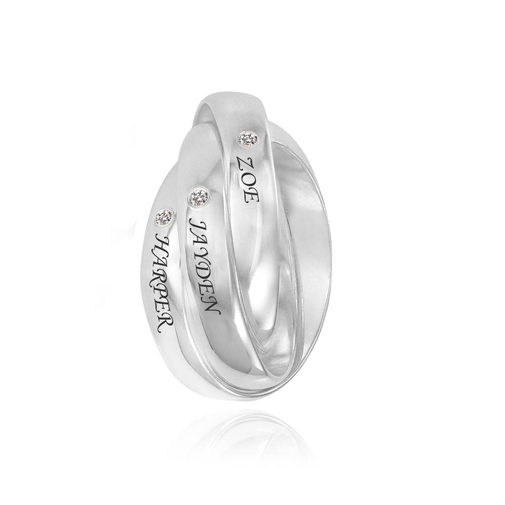 Anillo Ruso "Charlize" con 3 anillos con diamantes en plata de ley-5 foto de producto