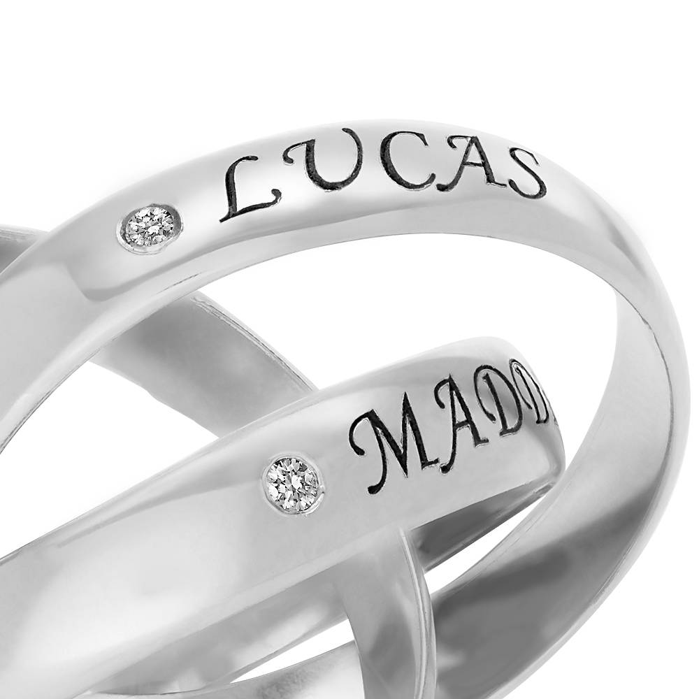 Anillo Ruso "Charlize" con 3 anillos con diamantes en plata de ley-2 foto de producto