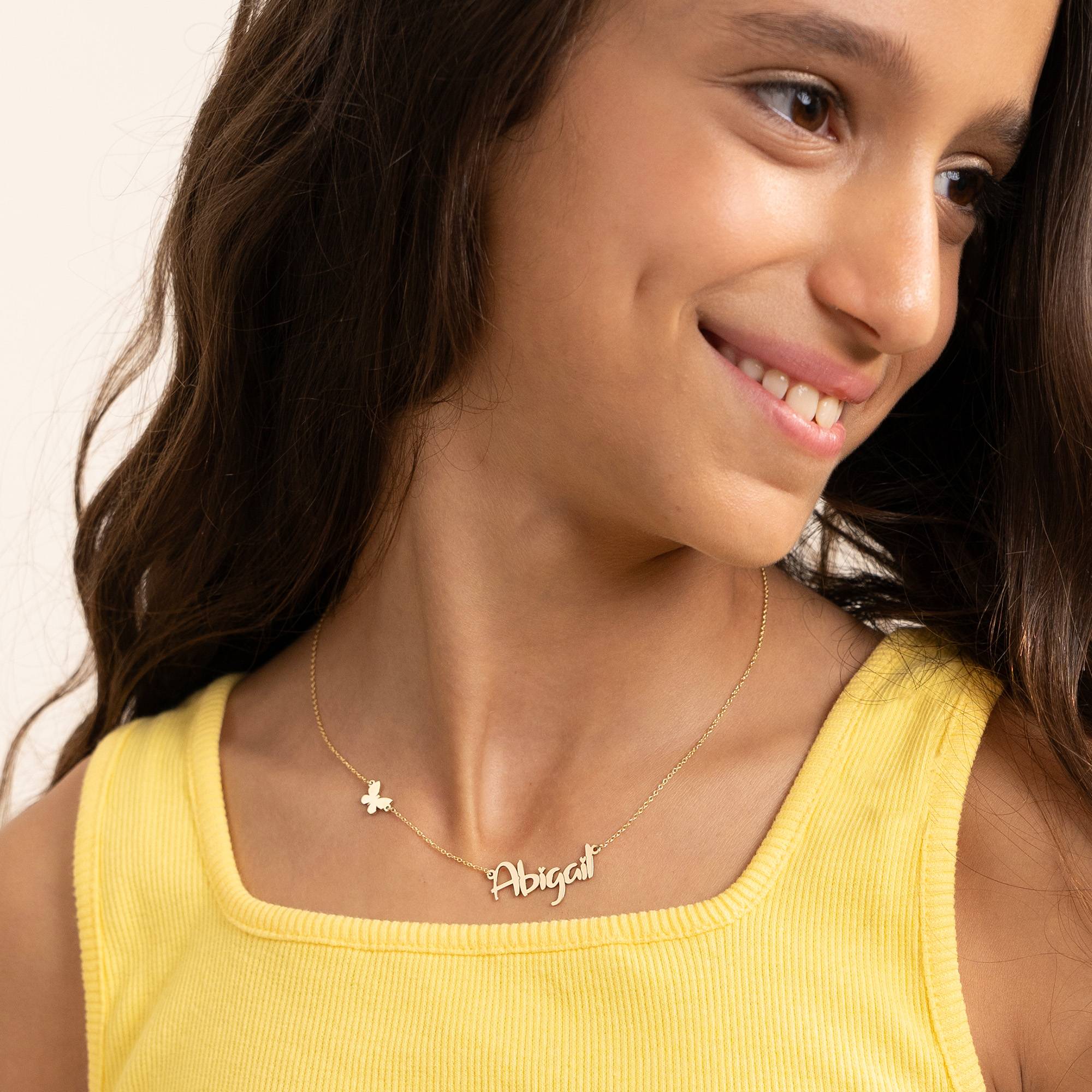 Collar con Nombre Charlotte con Mariposa/Corazón/Estrella en Oro 14K-4 foto de producto