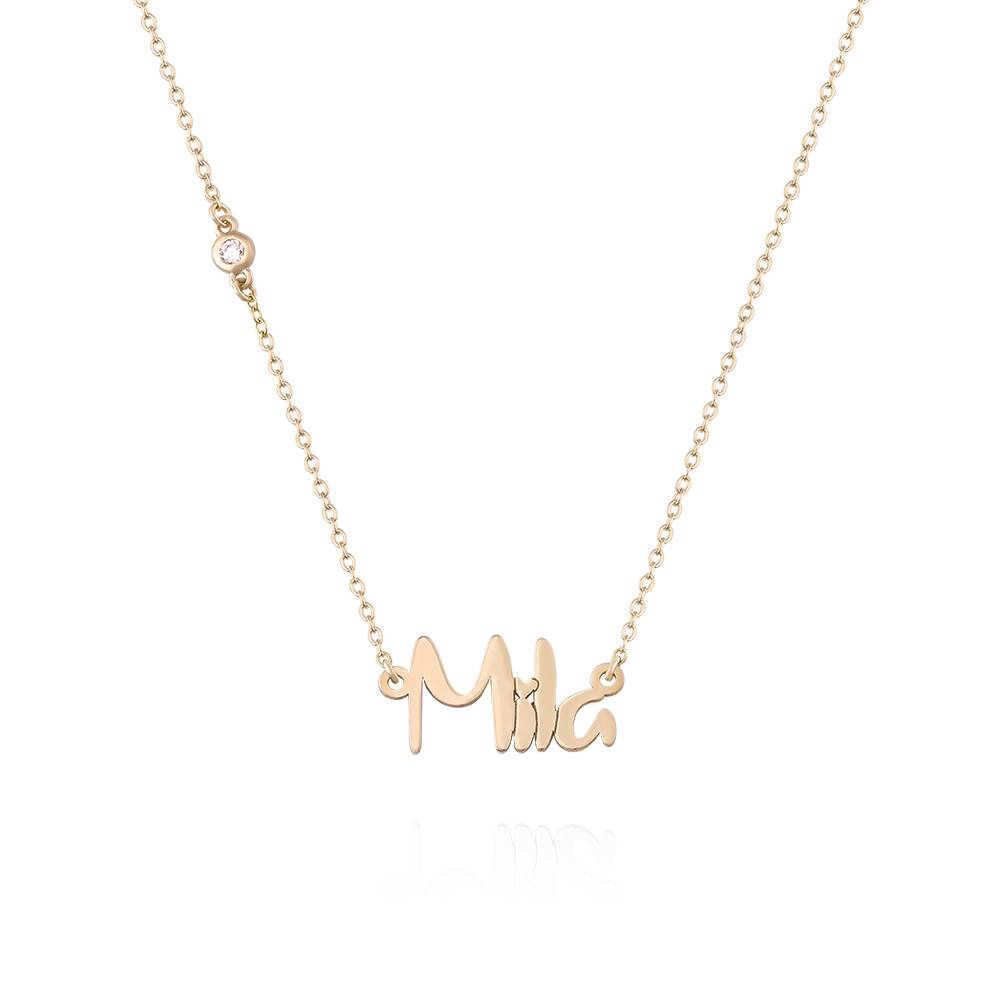Charlotte navnehalskæde med diamant i 14kt massivt guld-1 produkt billede