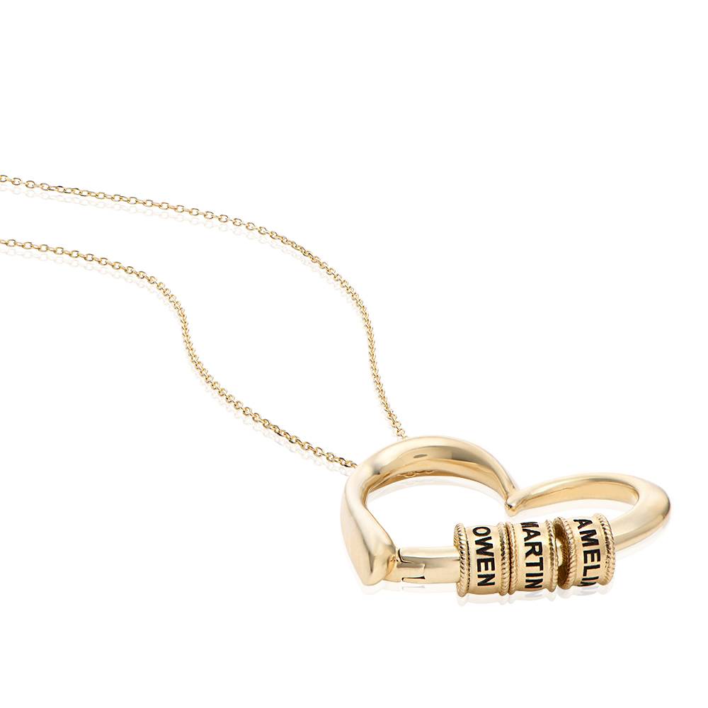 Charming Heart Necklace with Engraved Beads in 10ct Yellow Gold-2 product photo