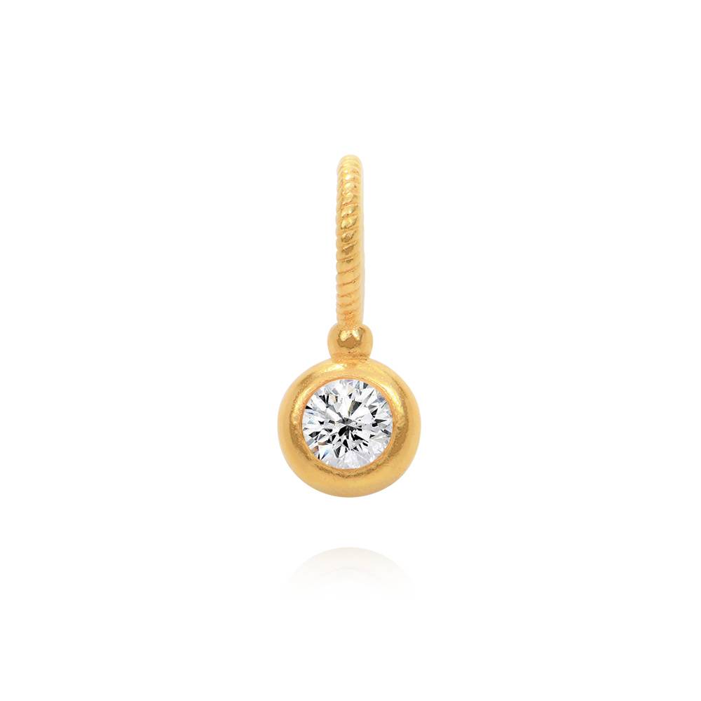 Collier de charme en forme de cœur avec perles gravées en Plaqué Or 18 carats avec 0.25 ct diamant-2 photo du produit