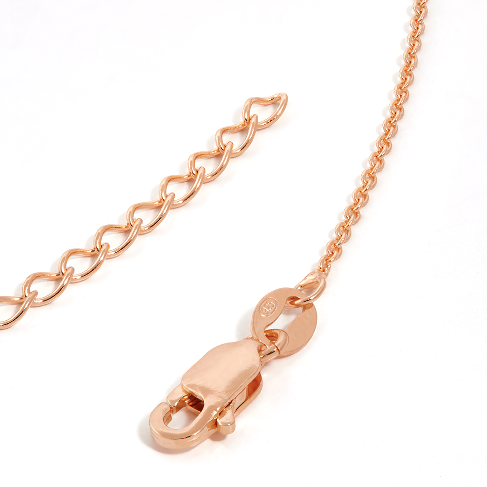 Collier de charme en forme de cœur avec perles gravées en Vermeil Rose 18 carats avec 0.25 ct diamant-5 photo du produit