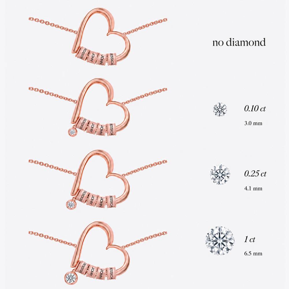 Charming Heart Necklace with Engraved Beads and 0.25ct Diamond in Rose Gold Plating-4 product photo