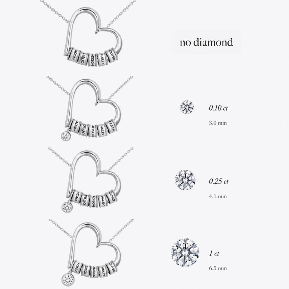 Charmante Herzkette mit gravierten Beads - Silber-5 Produktfoto