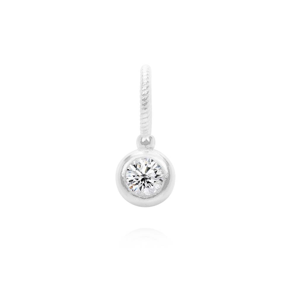 Collier de charme en forme de cœur avec perles gravées en Argent 925 avec 0.25 ct diamant-4 photo du produit