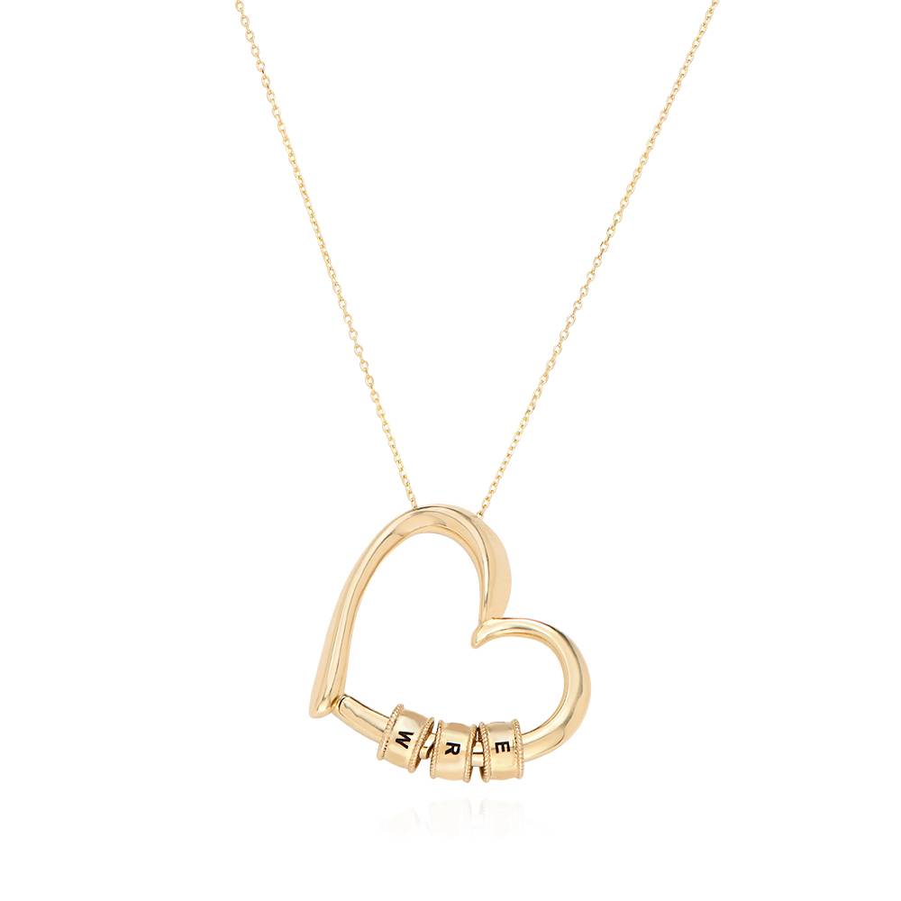 Charming Hart Ketting met Gegraveerde Initiaal Kralen in 10k Goud