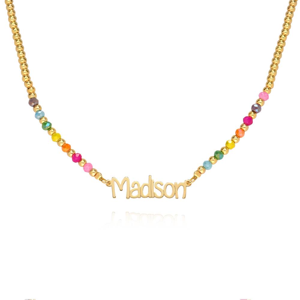 Chicago Rainbow Beaded Name Necklace in 18K Gold Plated Brass product photo