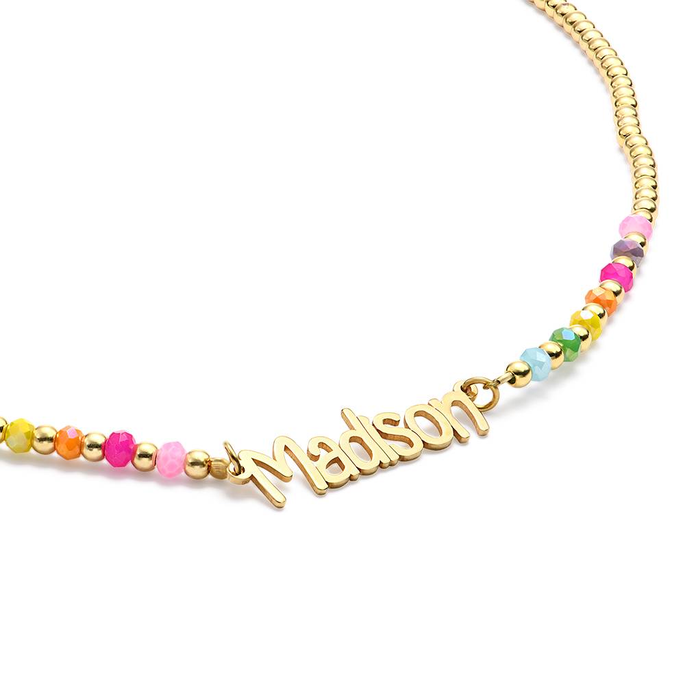 Chicago Rainbow Beaded Name Necklace in 18K Gold Plating product photo