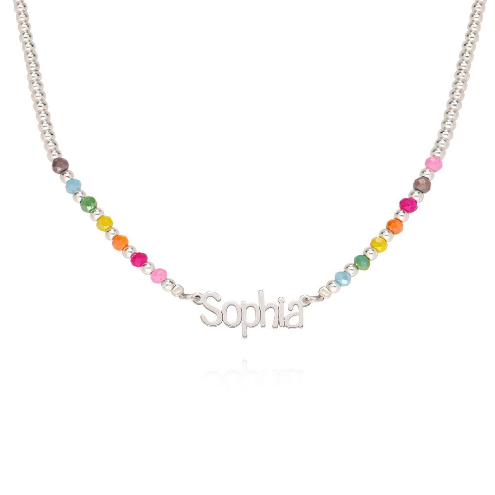 Chicago Rainbow Beaded Name Necklace in Sterling Silver product photo
