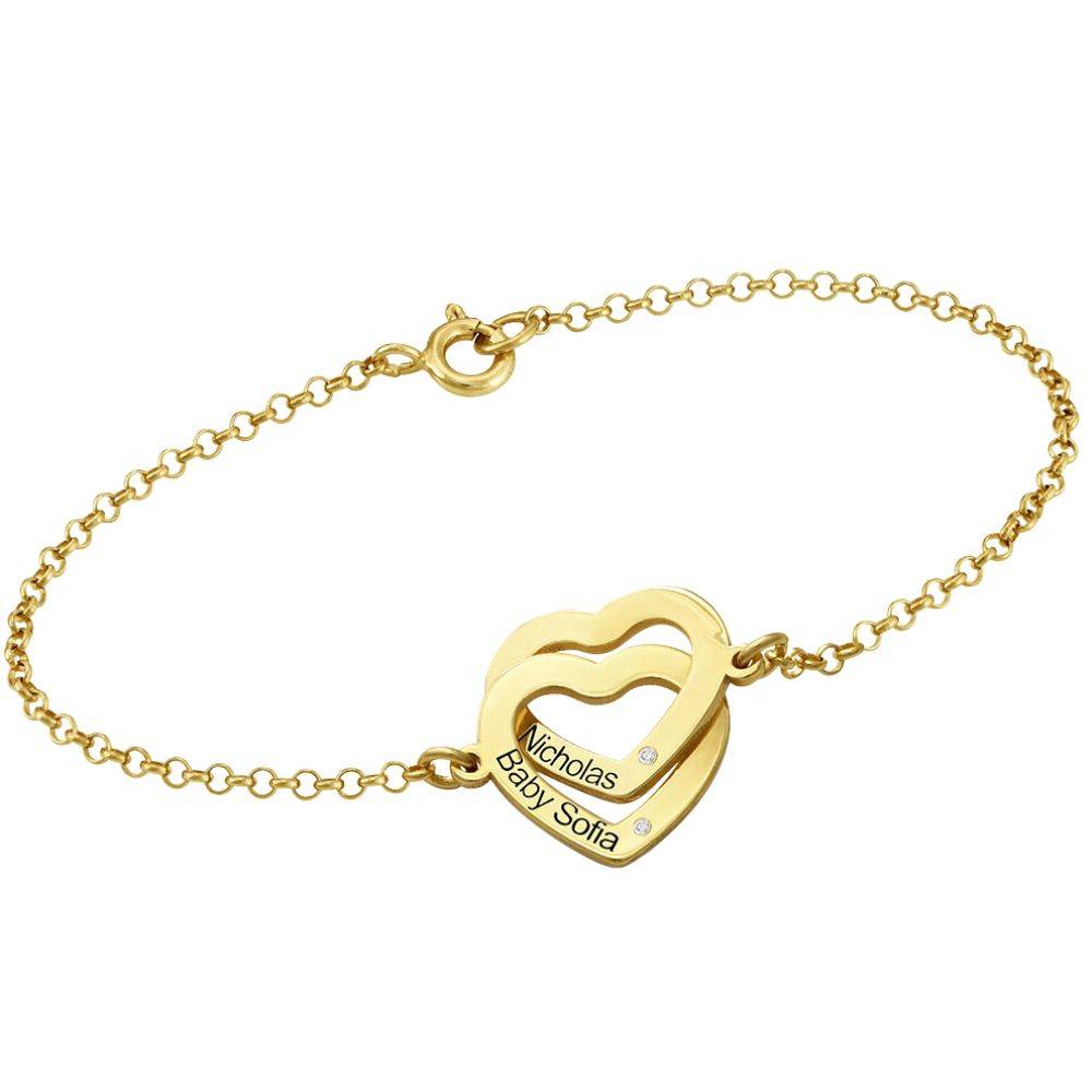 Claire Interlocking Adjustable Hearts Bracelet with Diamonds in 14K product photo