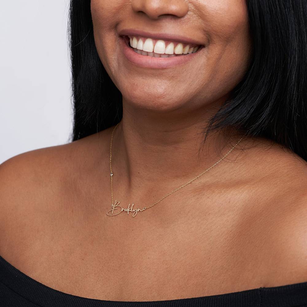 Paris Name Necklace with Diamonds - Gold Vermeil product photo
