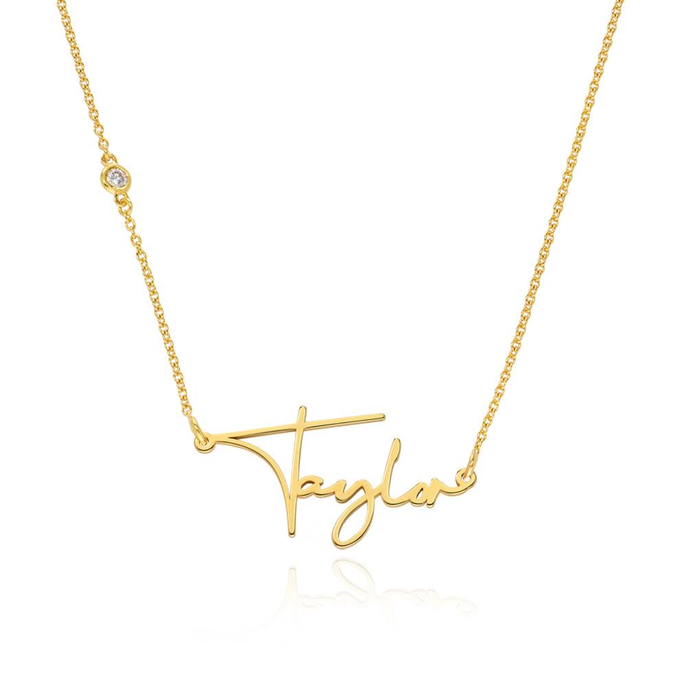 Paris collar con nombre personalizado con diamante en oro vermeil foto de producto