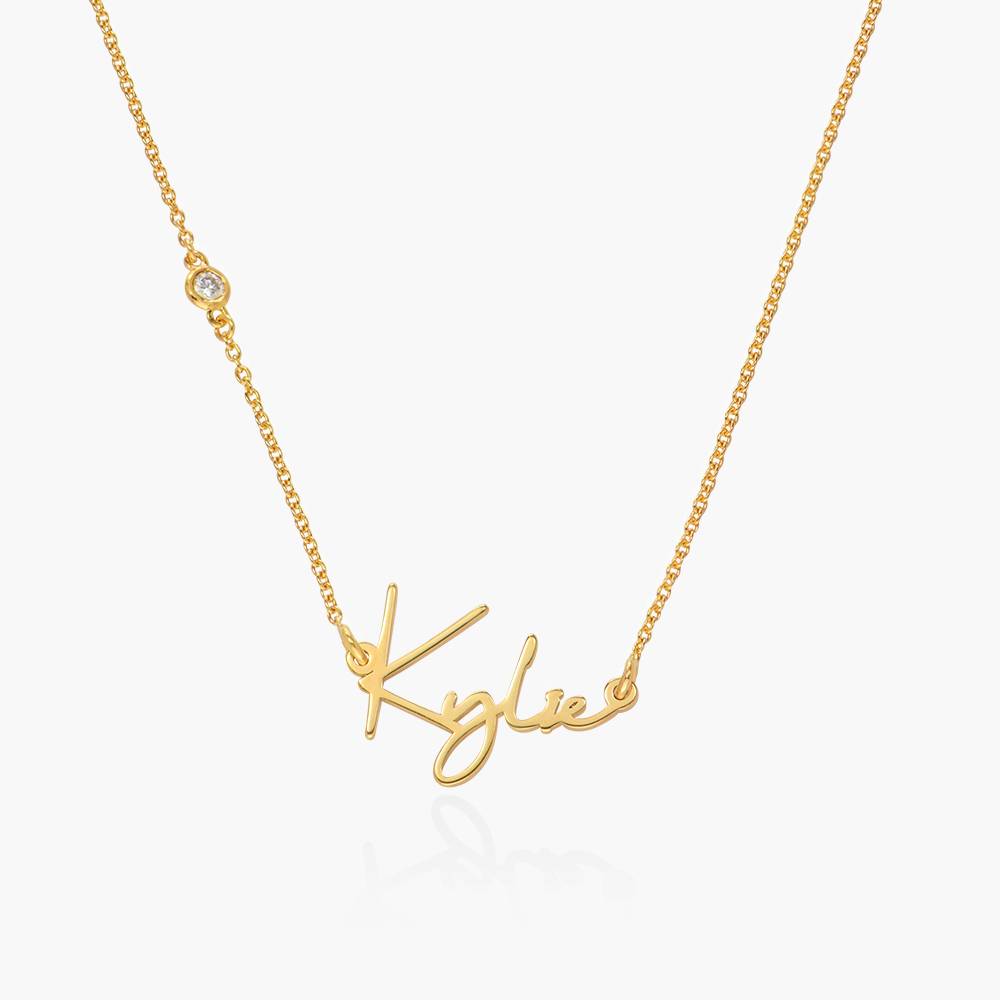 Parijs Naamketting met Diamant in Verguld