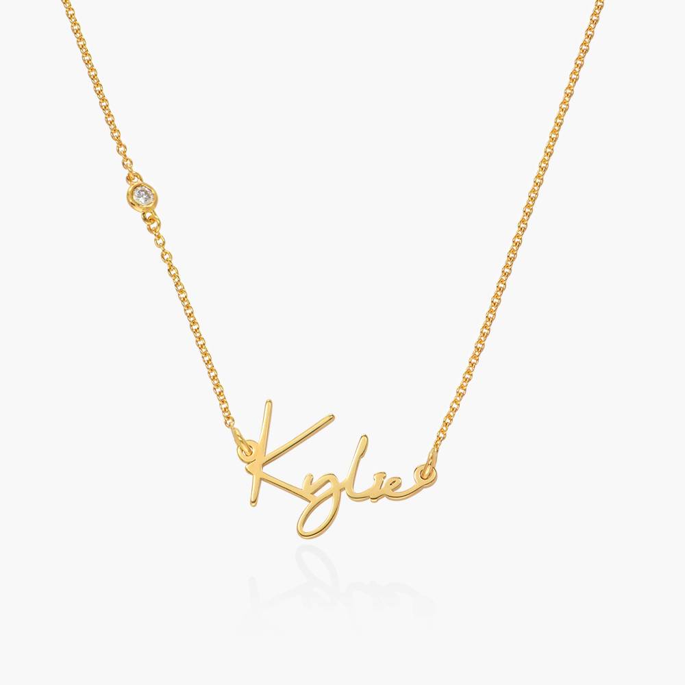 Paris Name Necklace with Diamonds - Gold Vermeil-5 product photo