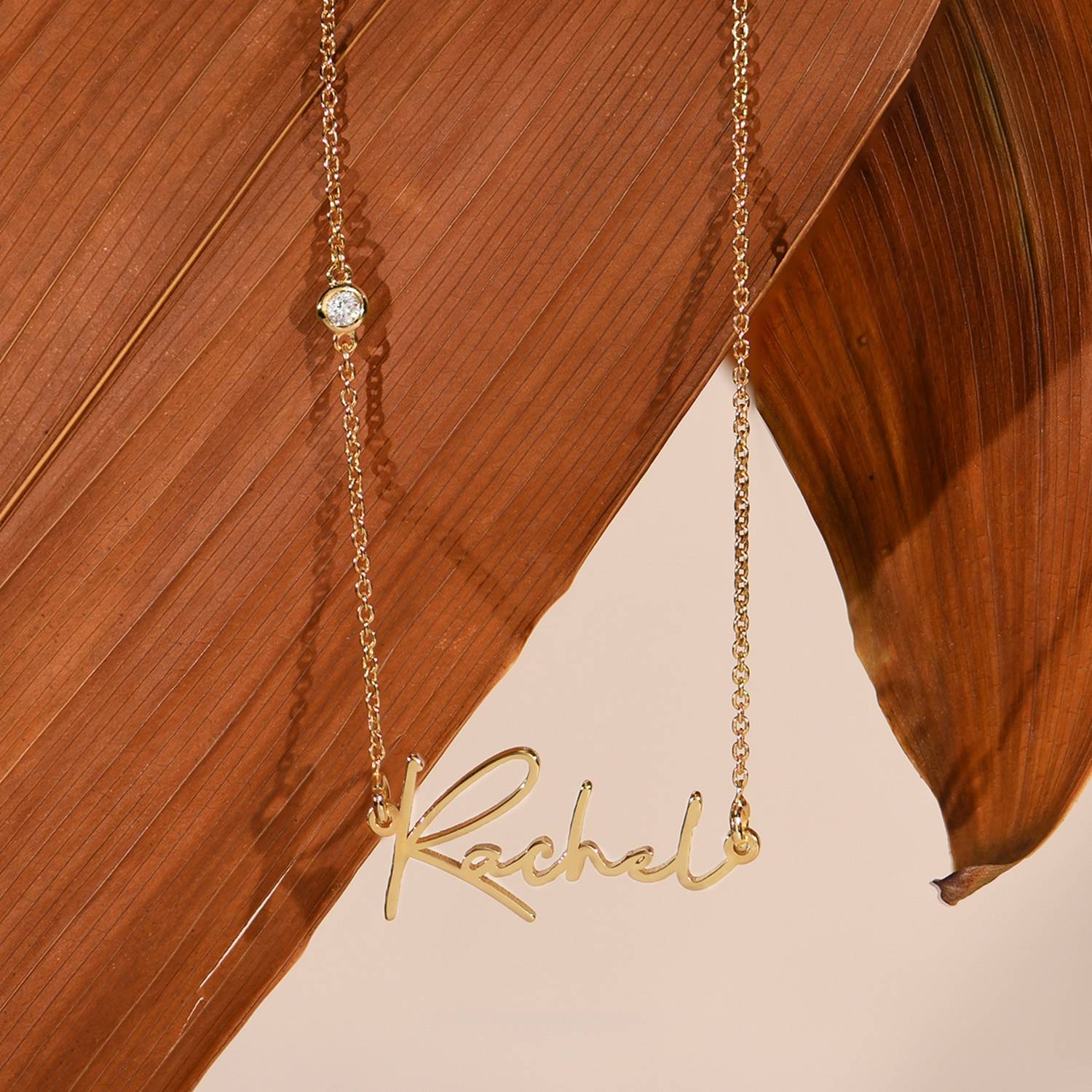 "Paris" collar con nombre personalizado con diamante en oro vermeil-2 foto de producto