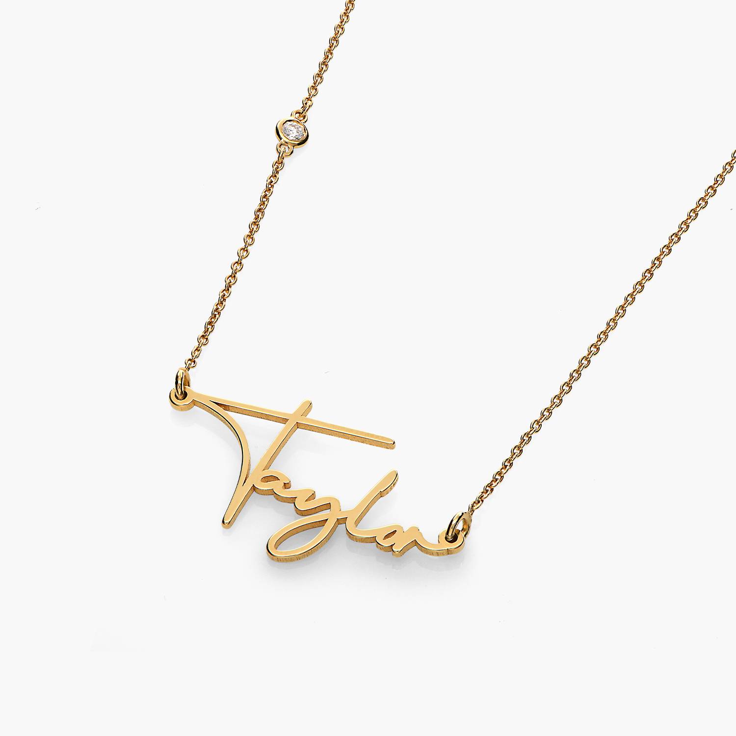 Paris Name Necklace with Diamonds - Gold Vermeil-3 product photo