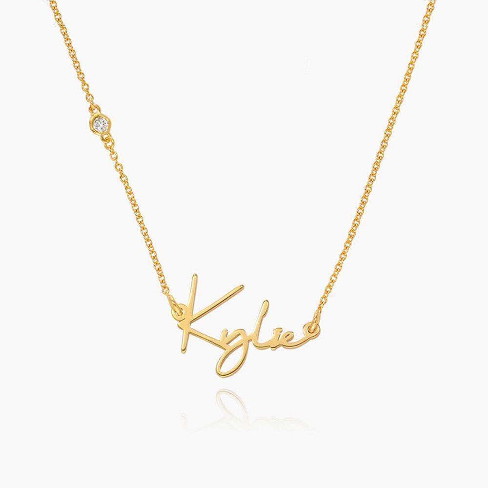 Brooklyn Name Necklace with Diamonds - Gold Vermeil product photo