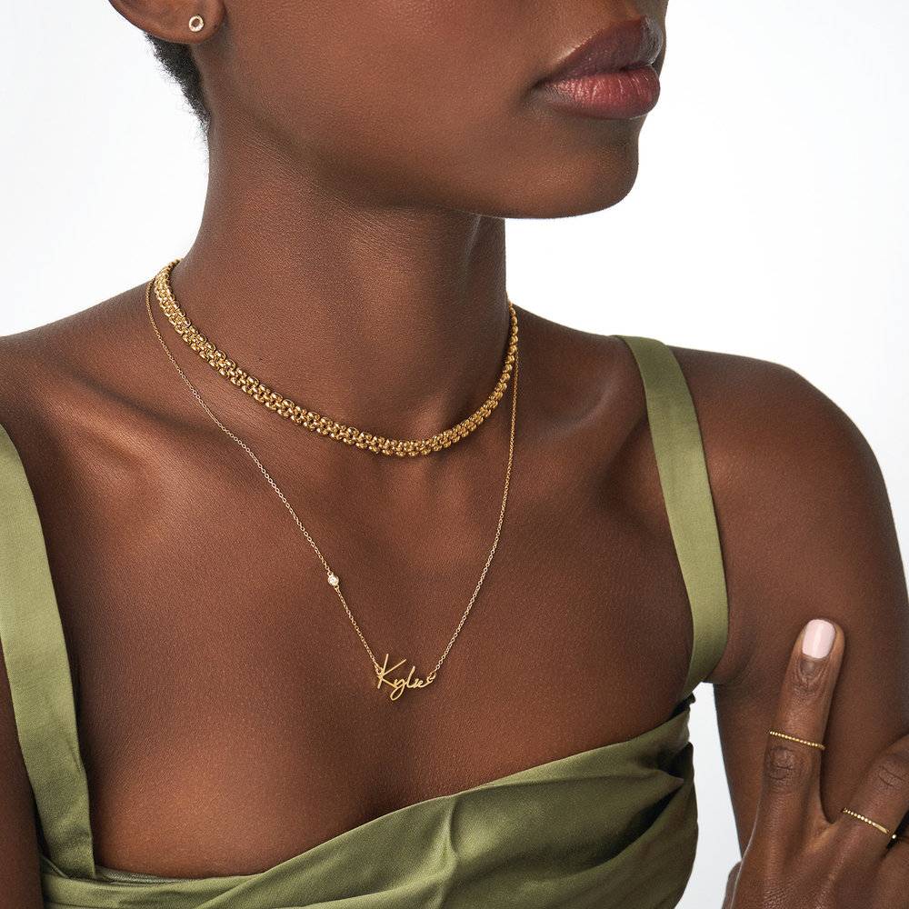 Paris Name Necklace with Diamonds - Gold Vermeil-3 product photo