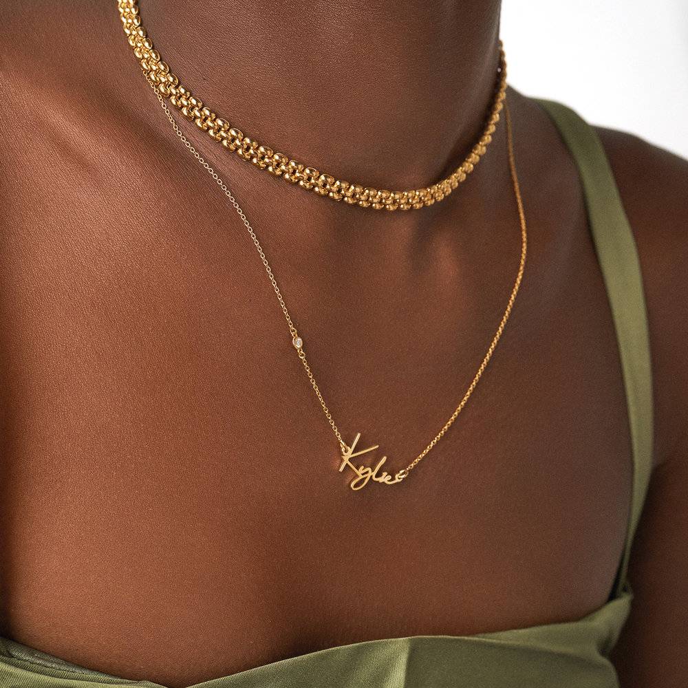 Paris Name Necklace with Diamonds - Gold Vermeil-5 product photo