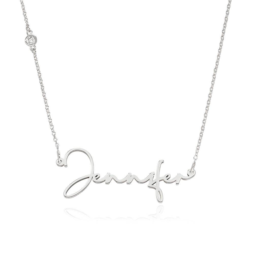 Clara Name Necklace With Diamonds - Silver product photo