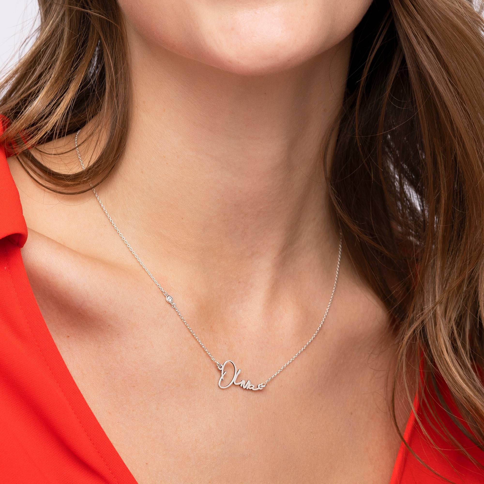 Paris navne halskæde med diamanter i sterlingsølv-4 produkt billede