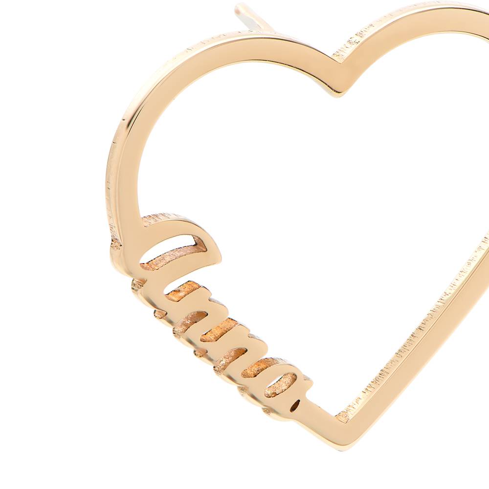 Contour Heart Name Earrings in 14K Yellow Gold-3 product photo