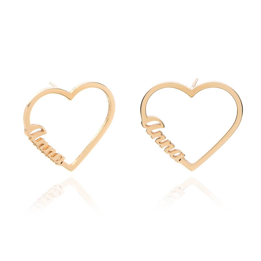 Contour Heart Name Earrings in 14K Yellow Gold-2 product photo