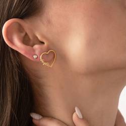 Orecchini A Goccia Cuore Placcati Oro 18K Con Zirconie - JEYFEL XOIA PREMIUM Donna