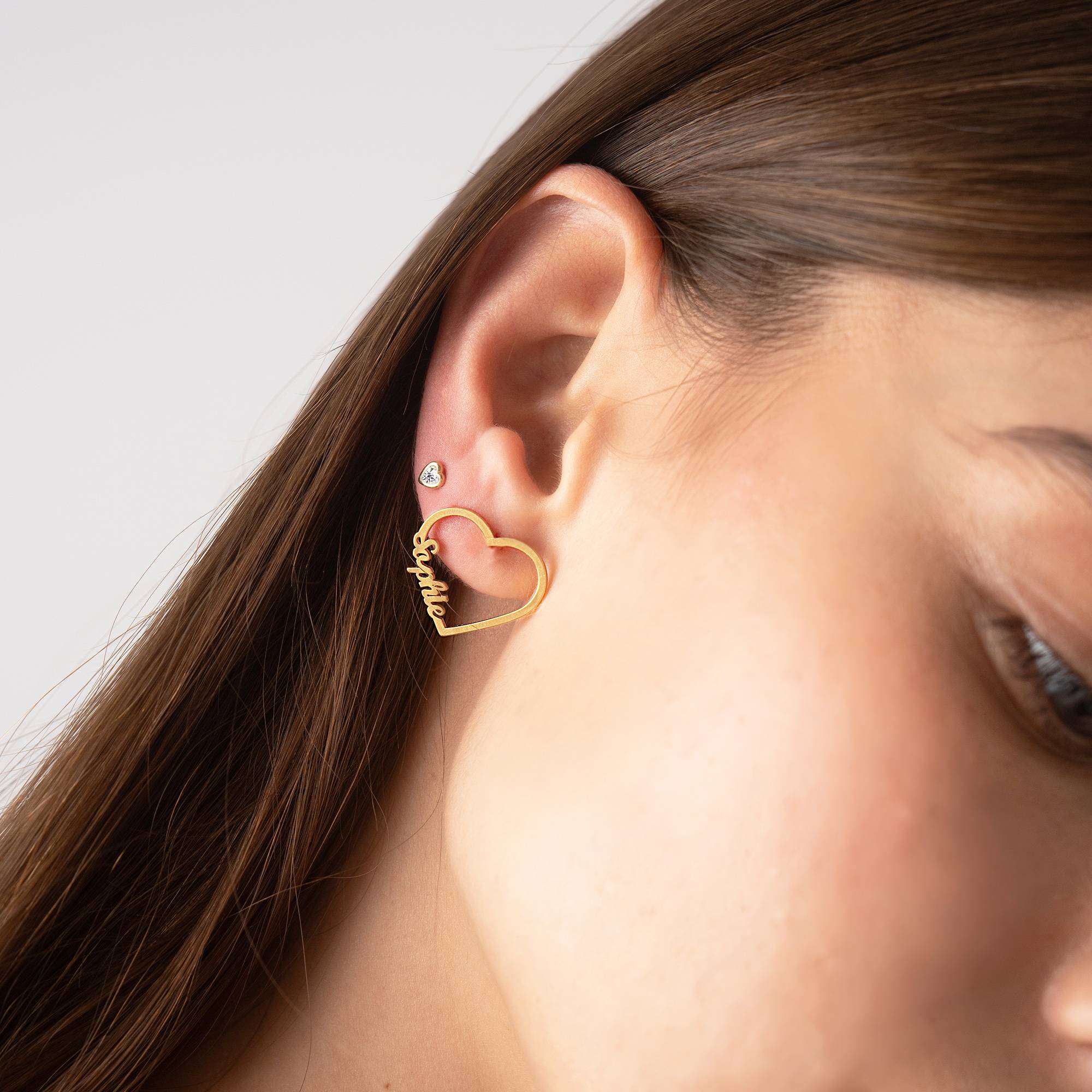 Contour Heart Name Earrings in 18K Gold Vermeil-1 product photo